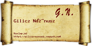Gilicz Nónusz névjegykártya